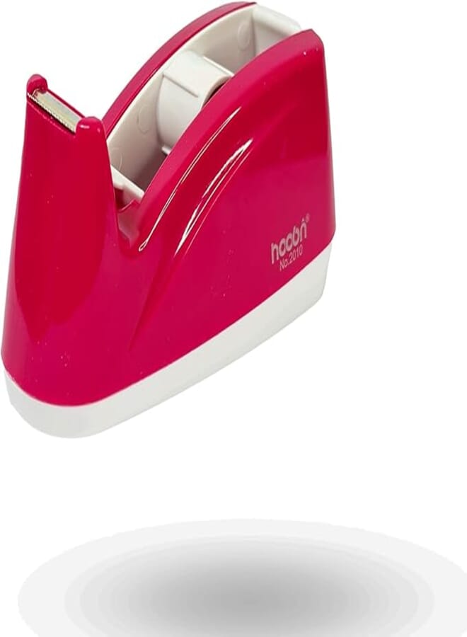 Modern Desk Tape Dispenser, Compact Durable Plastic, Various Sizes (Red Small Model No. 2010)